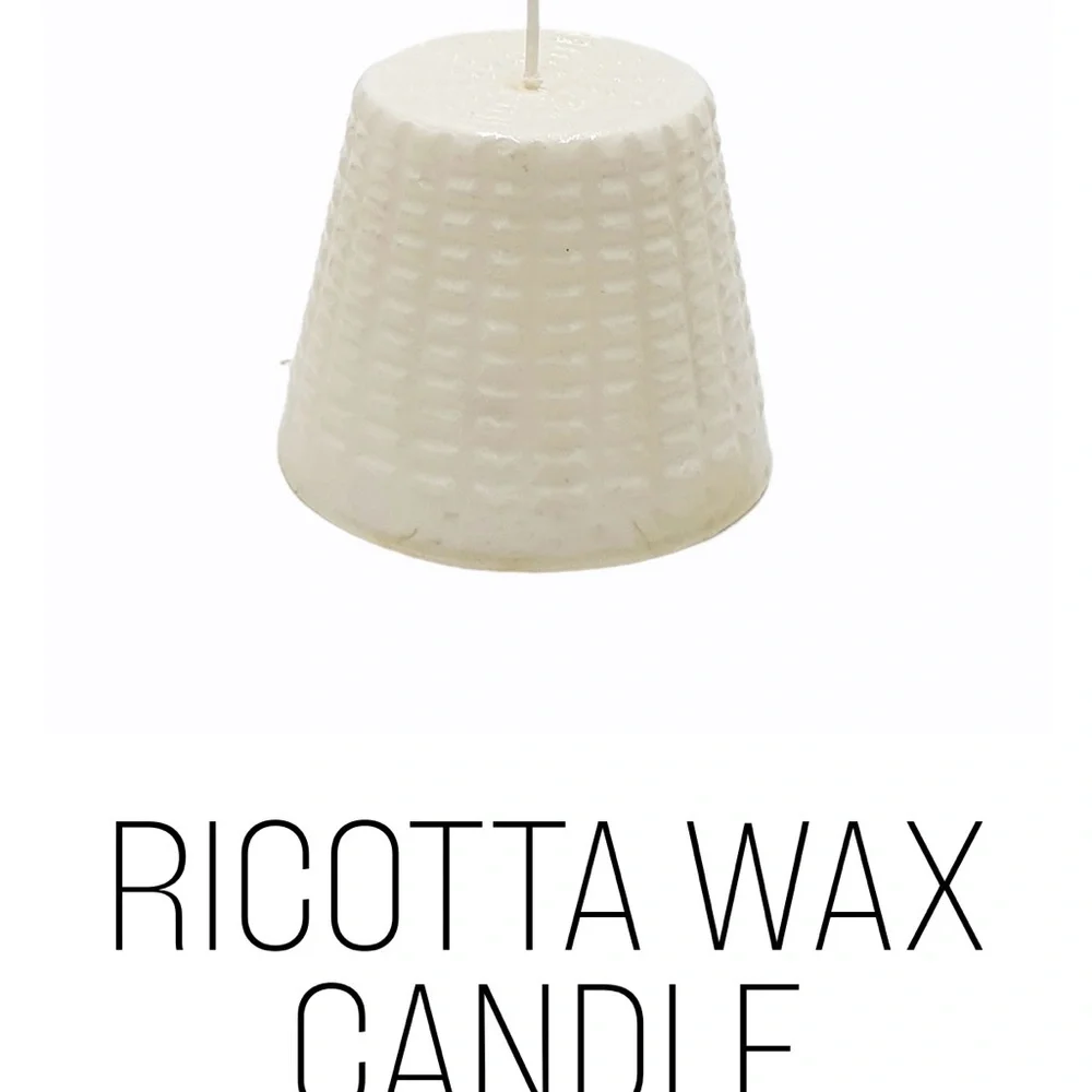 Textured White Party Candle CANDLE, RICOTTA Made in Italy; Unscented Natural Wax